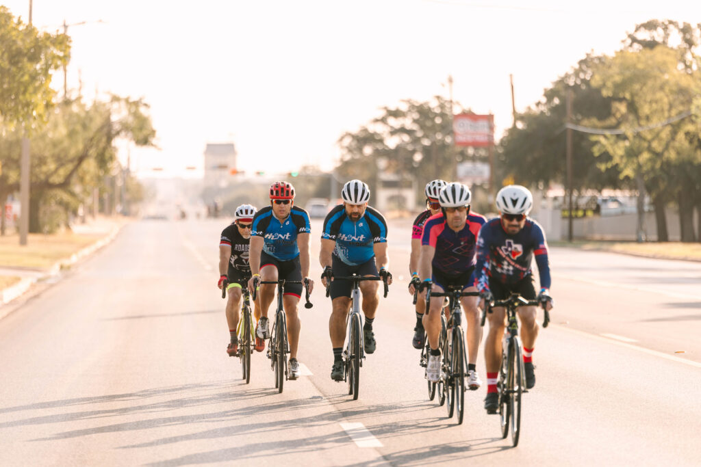 Cyclist ride in Pure Country Pedal in downtown Breckenridge, Texas